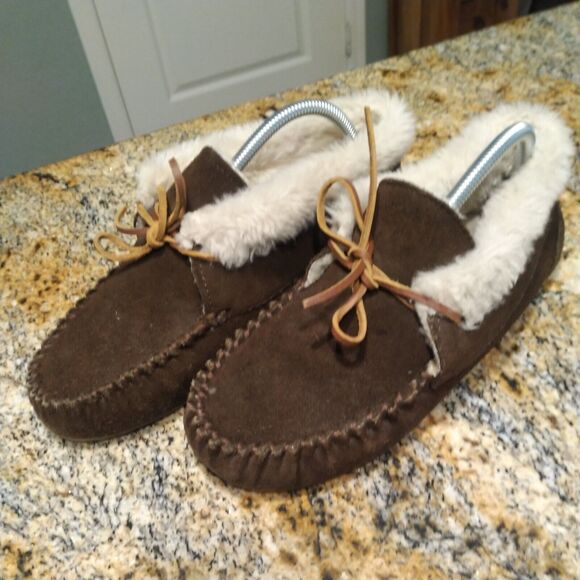 Minnetonka Chrissy Bootie Moccasin Chocolate Brown Suede Leather Women's Size 9 - Picture 1 of 13